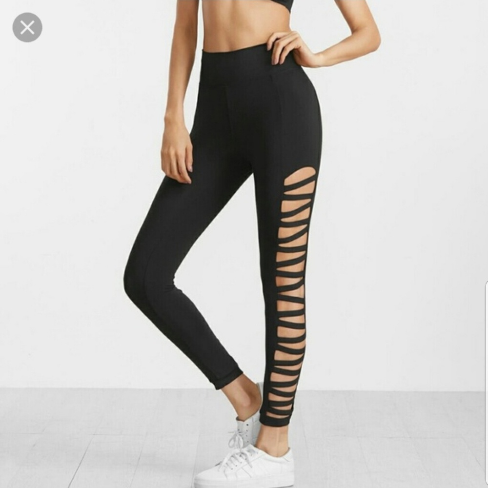 Express leggings with side crisscross cutouts LG